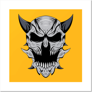 Angry Horned Skull Demon Posters and Art